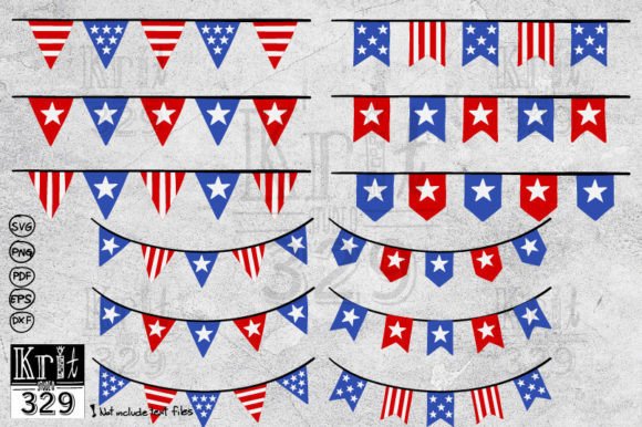 4th of July Bunting Flag Graphics