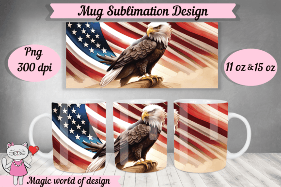 American Flag Eagle PNG, 11oz 15oz