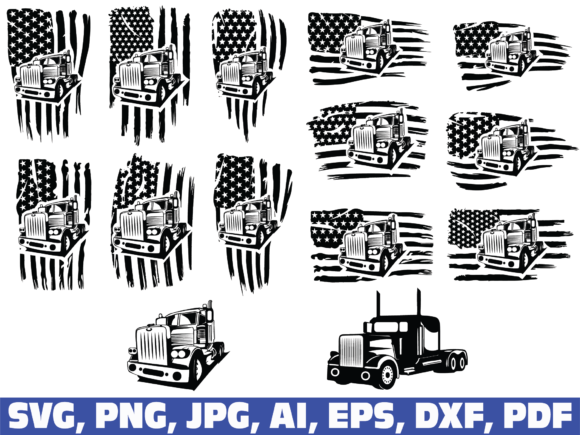 American Flag Trucker, Truck Driver Graphics and Crafts