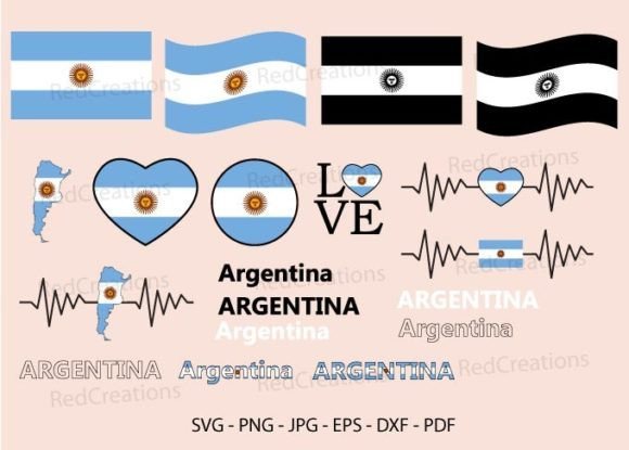 Argentina Flag Svg Bundle, Love, Waving