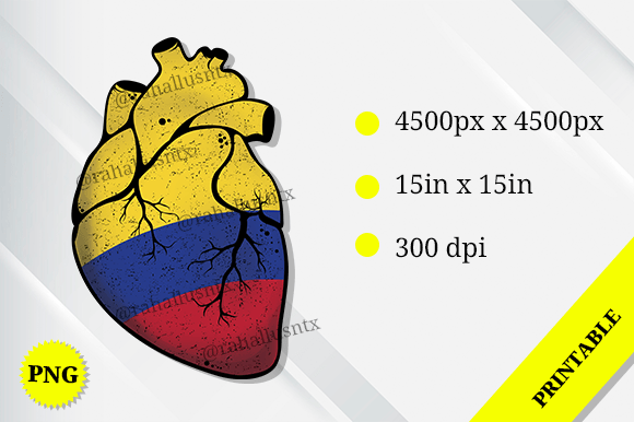 Colombia Heart Flag Graphics for Crafts