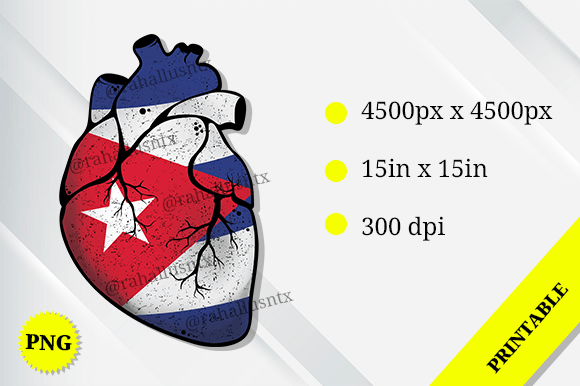 Cuba Heart Flag Embroidery Design