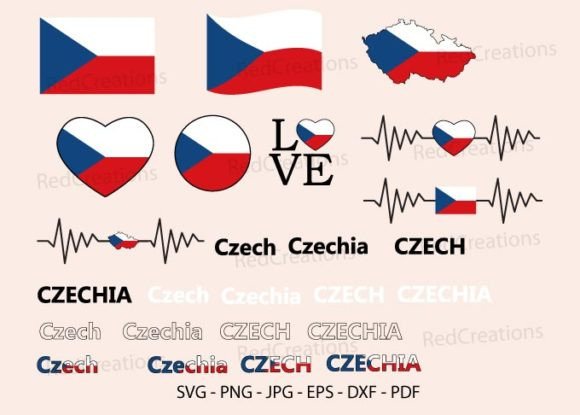 Czech Flag Bundle: Graphics for Crafts & Web