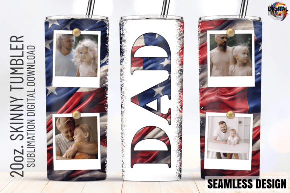 DAD US Flag Photo Tumbler Wrap PNG: Graphics & Crafts