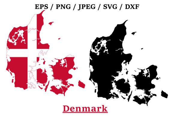 Denmark National Flag Map Design