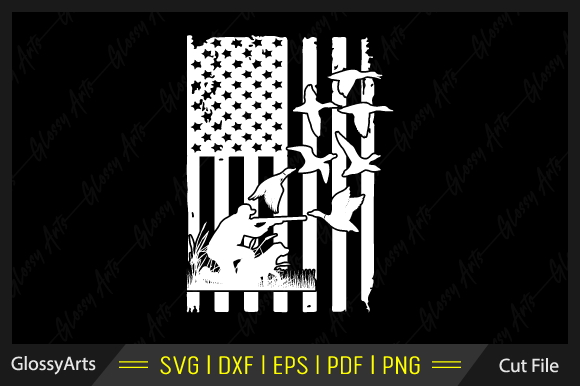 Duck Hunting USA Flag: Graphics for Crafts