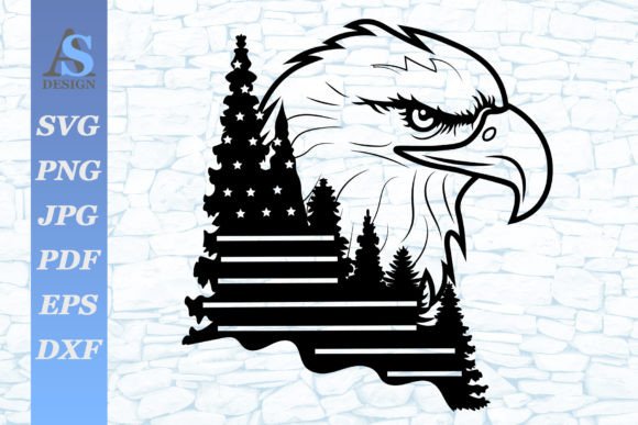 Forest Eagle and USA Flag SVG