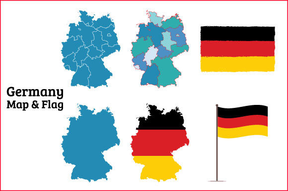 Germany Map & Flag Graphics for Crafts Branding