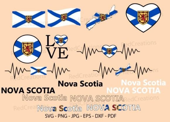 Nova Scotia Flag Bundle Svg, Love, Map