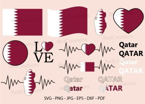 Qatar Flag Bundle: Graphics for Crafts & Sales
