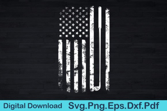Retro American Flag Golf Gift for Golfer Graphics