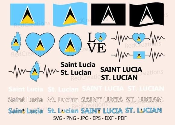 Saint Lucia Flag Bundle: Graphics for Crafts