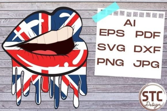 Sexy Dripping Lips British Flag Graphics