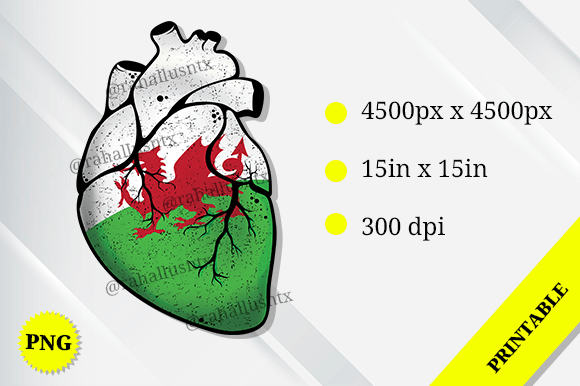 Wales Heart Flag Embroidery Design